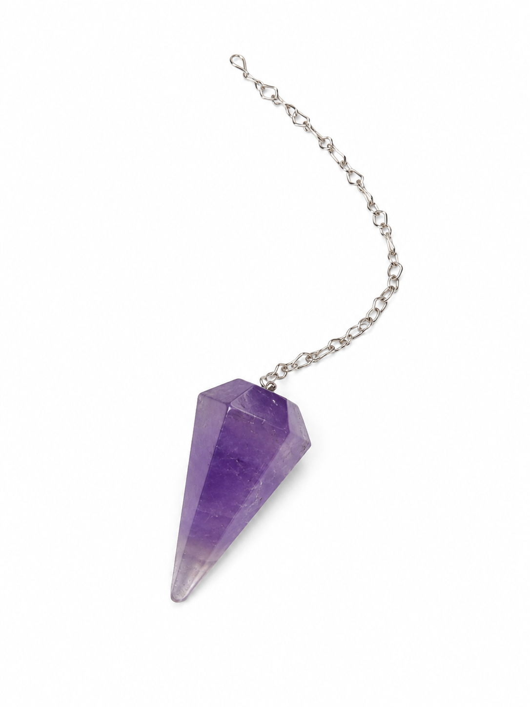 Péndulo de Amatista Natural con Cadena Plateada