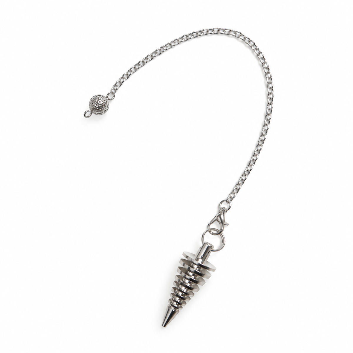 Péndulo de Metal Plateado con Cadena