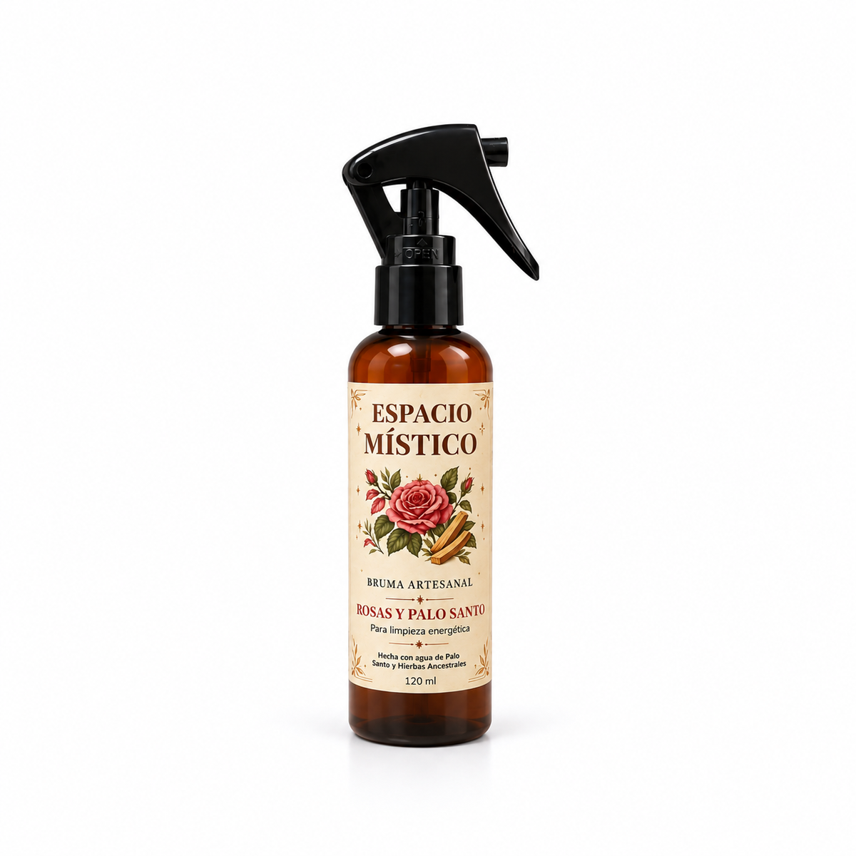 Bruma Artesanal Rosas y Palo Santo 120 ml – Limpieza Energética de Ambientes