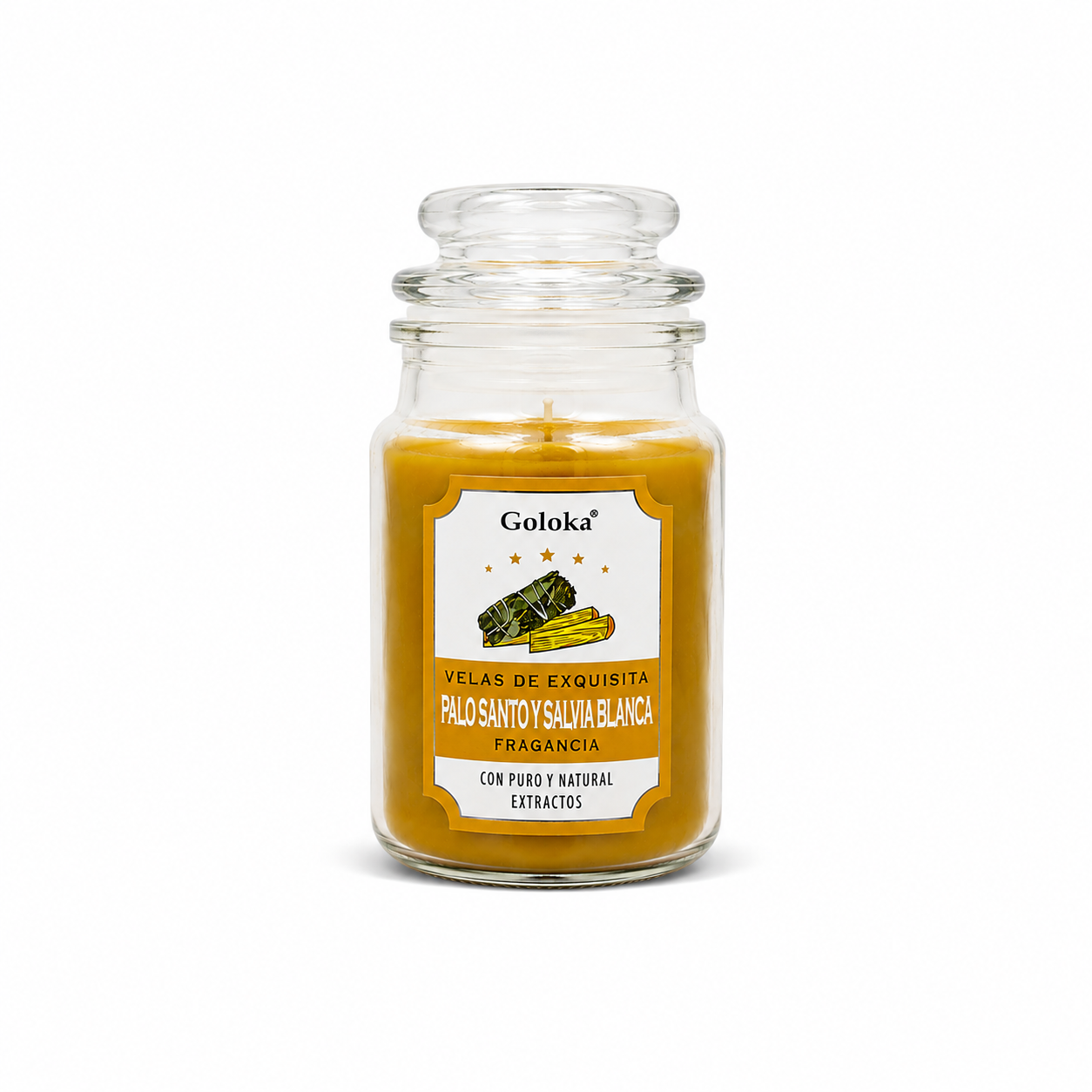Vela Aromática Goloka Palo Santo y Salvia Blanca – Limpieza y Protección Energética 142 g