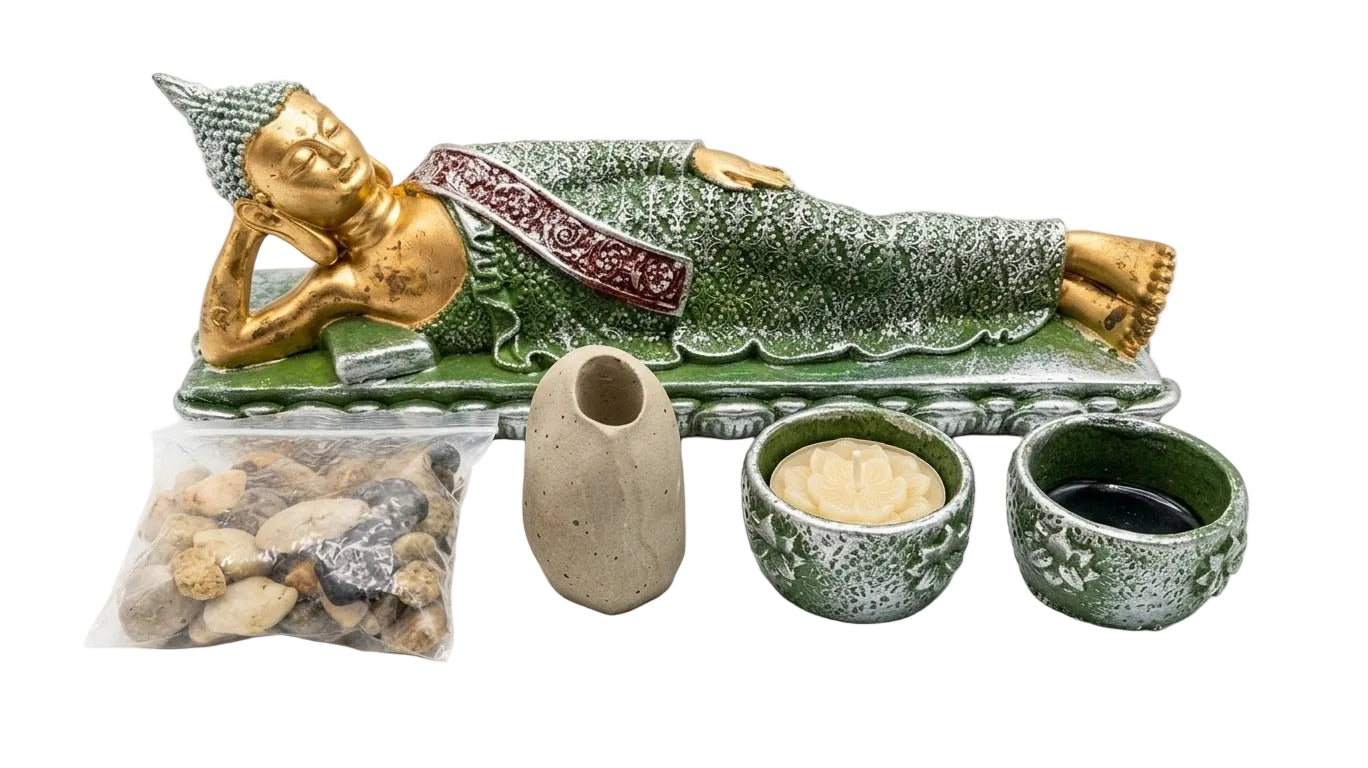 Kit Zen Buda Reclinable con Fuente de Agua – Relajación y Armonía