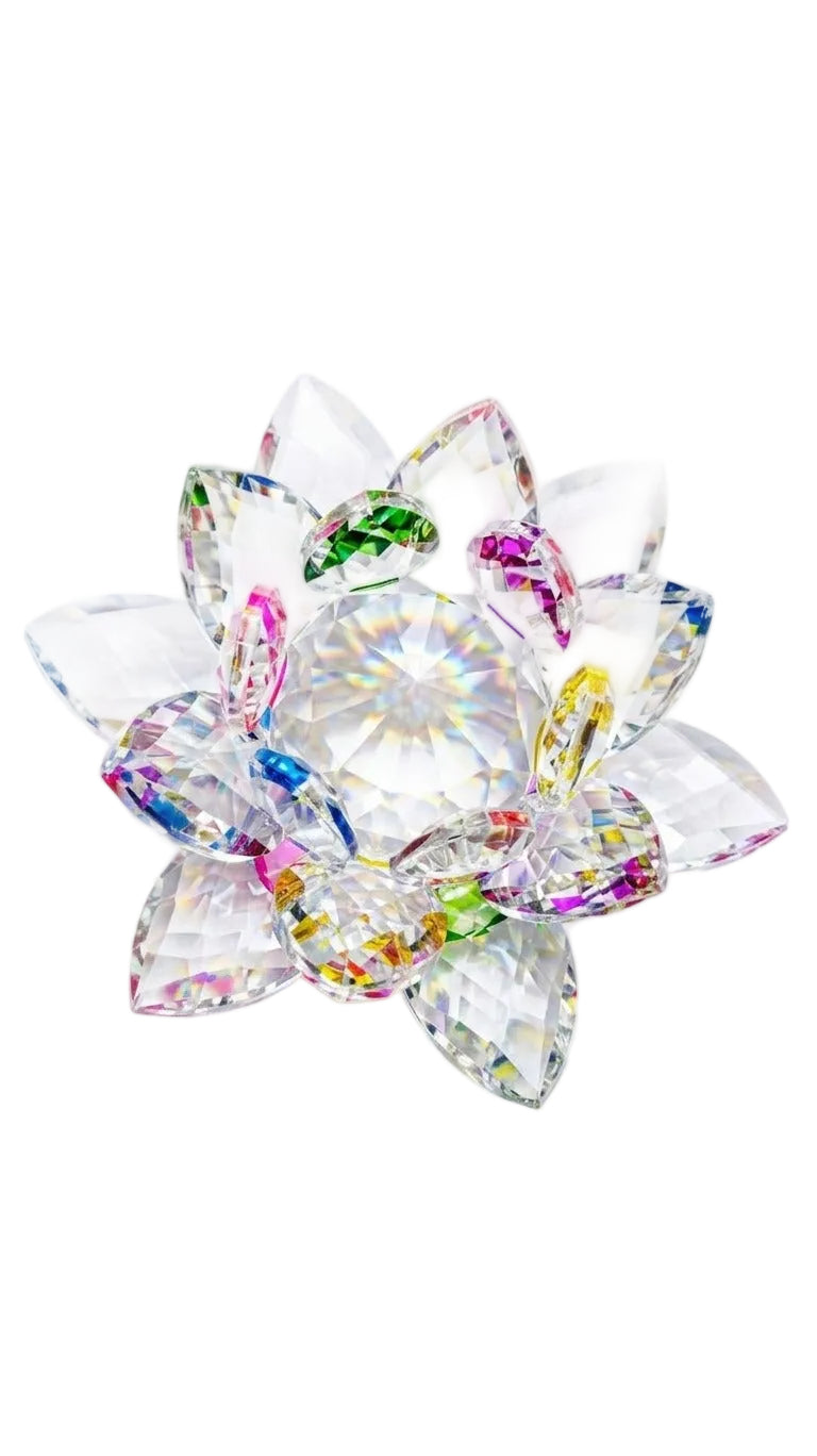 Flor de Loto de Cristal Multicolor – Armonía y Energía Positiva
