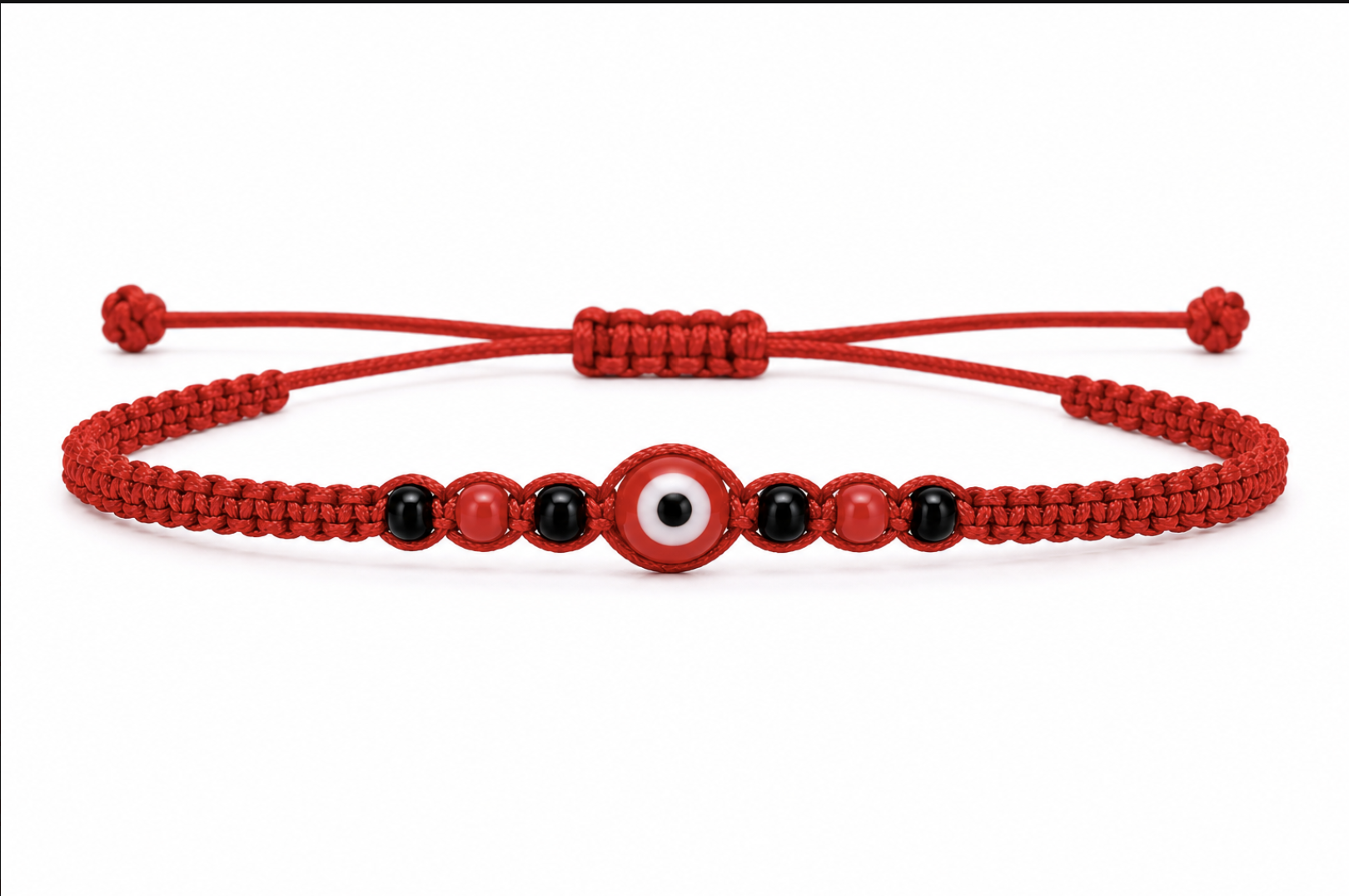 Pulsera Tejida Roja con Ojo Turco Ajustable – Amuleto de Protección y Buena Fortuna
